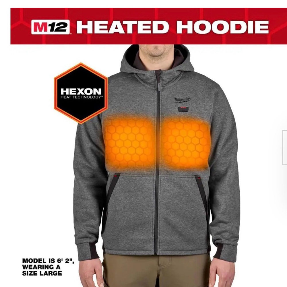Milwaukee Gray Heated Hoodie for Men - Picture 3 of 4